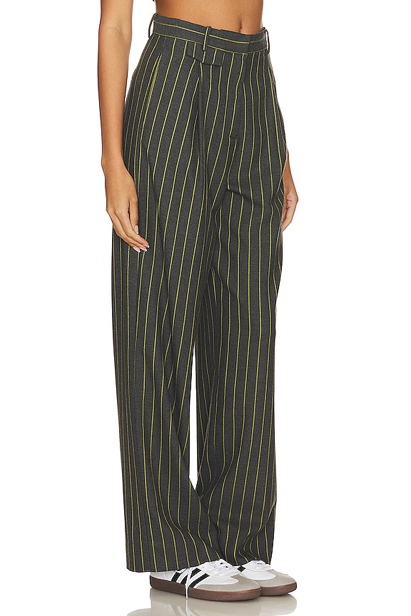 view 2 of 4 Dylan Pants in Charcoal Grey & Chartreuse