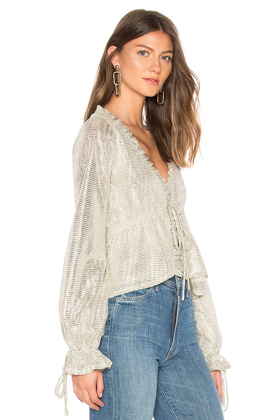 view 2 of 4 Liza Tie Front Top in Silver