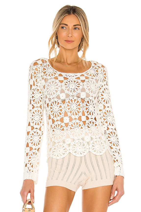 Line & Dot Mika Floral Crochet Top in White | REVOLVE