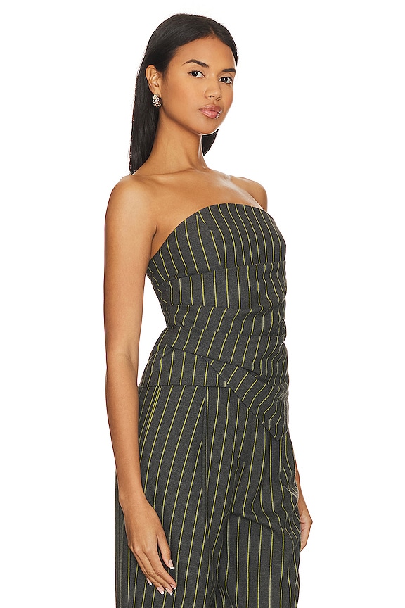 view 2 of 4 Dylan Top in Charcoal Grey & Chartreuse