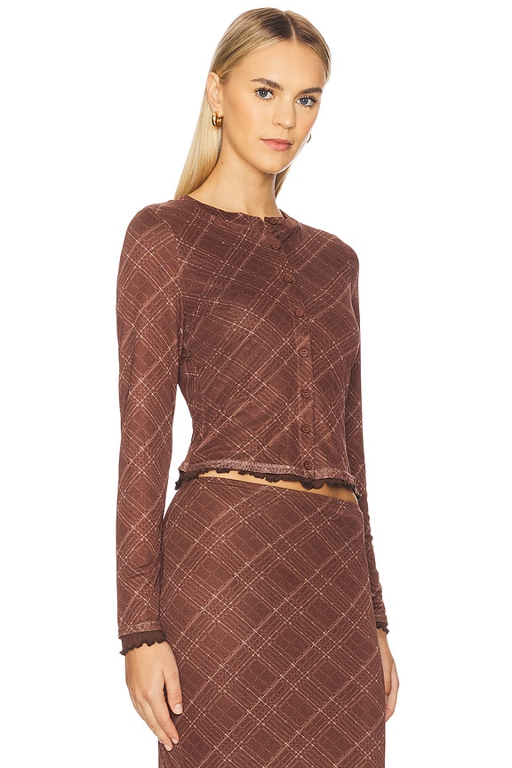 view 2 of 5 Richard Plaid Button Down Top in Brown Multi