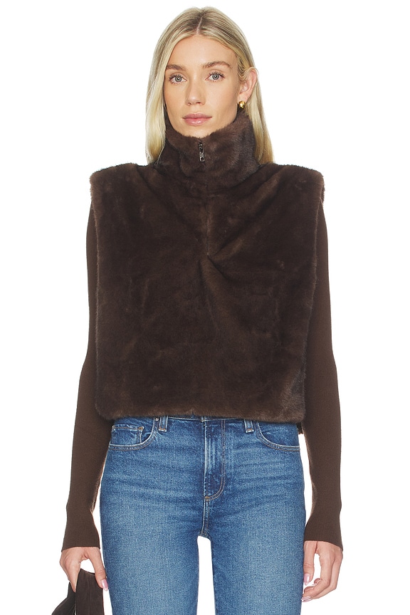 view 2 of 5 Dane Faux Fur Top in Brown