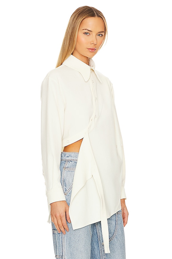view 2 of 5 Asymmetric Wrap Shirt in White