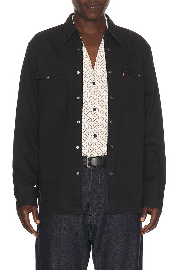 view 1 of 4 Barstow Western Standard Shirt in Marble Black Denim Rinse