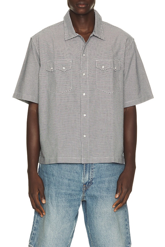 view 1 of 5 Short Sleeve Boxy Western Shirt in Llewelyn Plaid Dress Blues