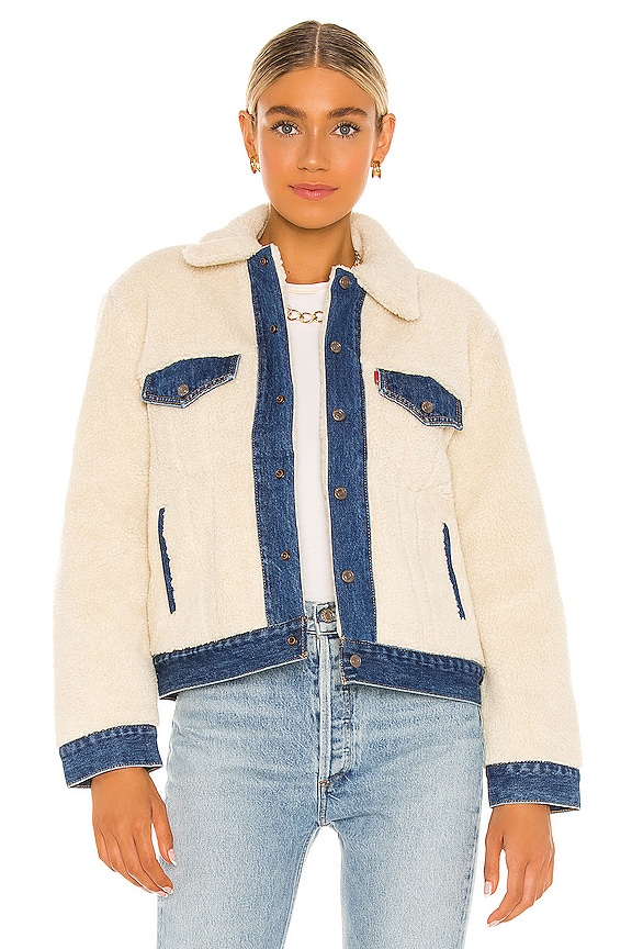 view 1 of 4 Ex Bf Pieced Sherpa Trucker Jacket in Counting Sheep