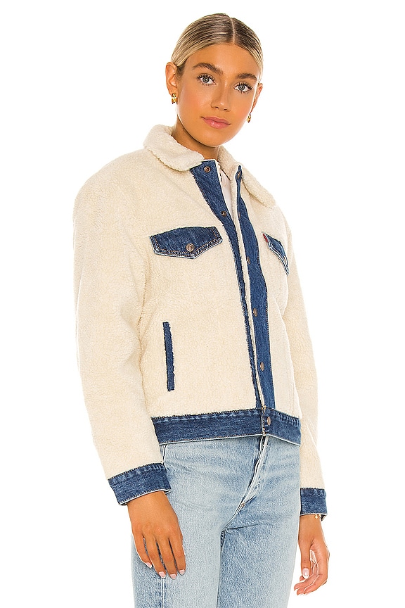 view 2 of 4 Ex Bf Pieced Sherpa Trucker Jacket in Counting Sheep