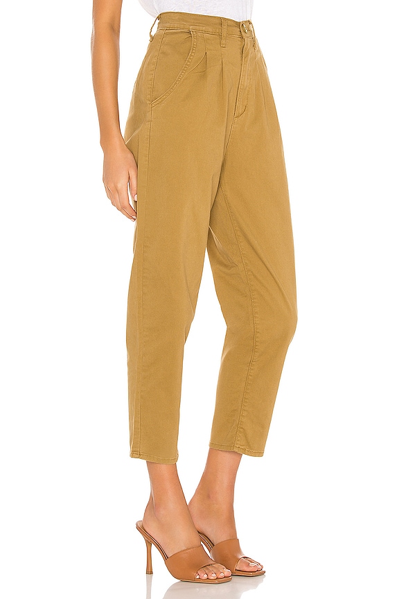 view 2 of 4 Pleated Balloon Leg in Dull Gold Fine Twill