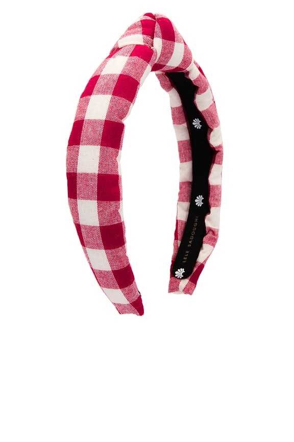 view 2 of 2 Kids Gingham Knotted Headband in Ladybug Red