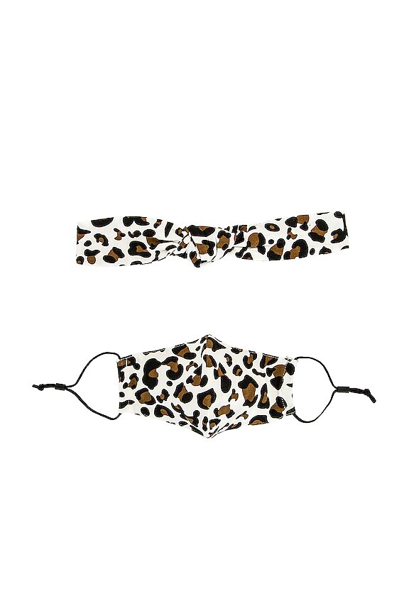 view 2 of 3 Face Mask & Headband Set in Ivory Leopard