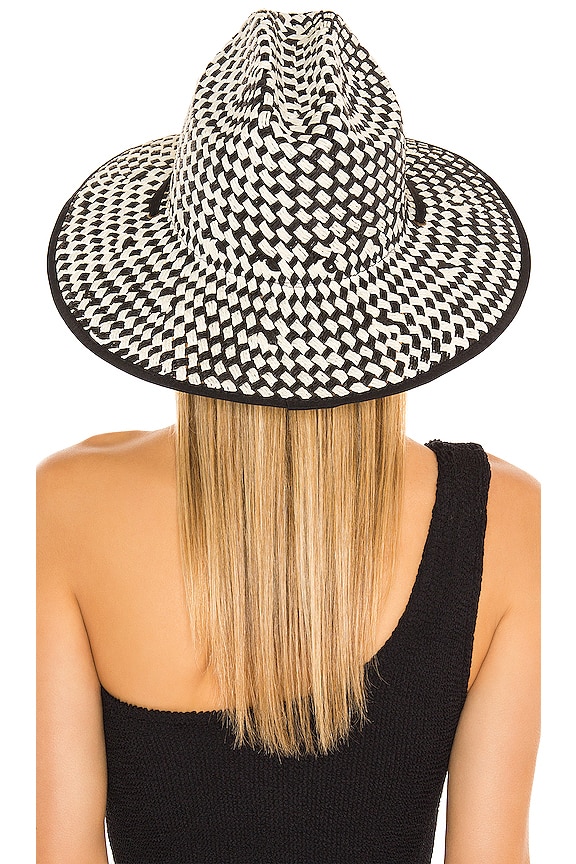 view 2 of 3 Straw Checkered Hat in Black & White