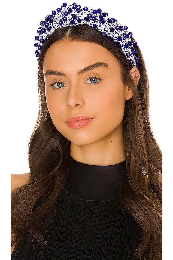 view 1 of 3 X Liberty London Beaded Knotted Headband in Baby Blue Floral