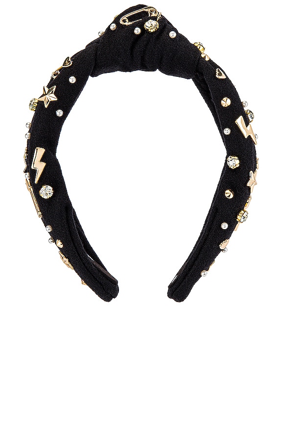 view 2 of 3 Rocker Embellished Knotted Headband in Jet