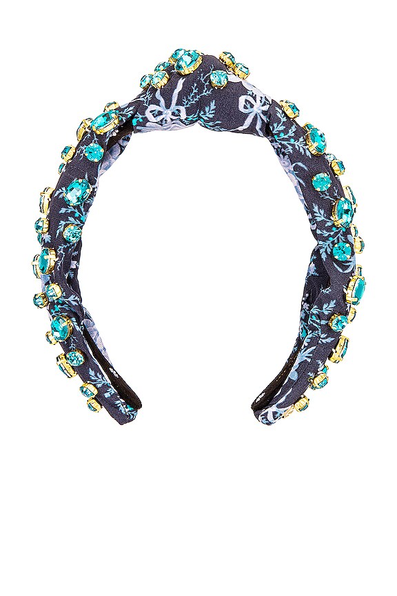 view 2 of 3 X LoveShackFancy Oval Crystal Knotted Headband in Blue Noir