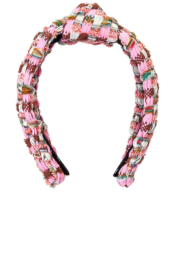 view 2 of 3 Mixed Woven Knotted Headband in Rose Ribbon