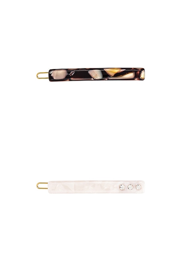 view 2 of 3 Stick Barrette Set in Mother Of Pearl & Cobble Stone