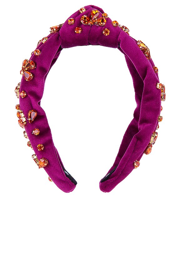 view 2 of 3 Crystal Bloom Velvet Knotted Headband in Merlot