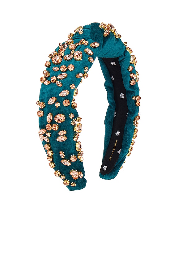 view 2 of 2 MIXED CRYSTAL VELVET KNOTTED ヘッドバンド in Peacock