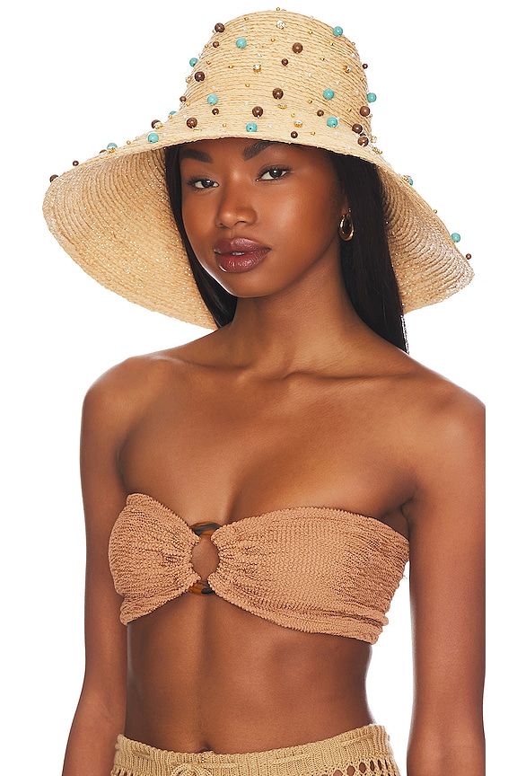 view 1 of 3 Embellished Straw Sun Hat in Natural
