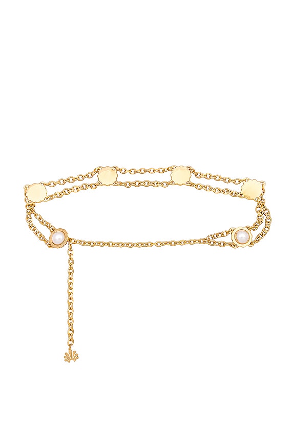 view 2 of 4 Scalloped Coin Double Chain Belt in Gold