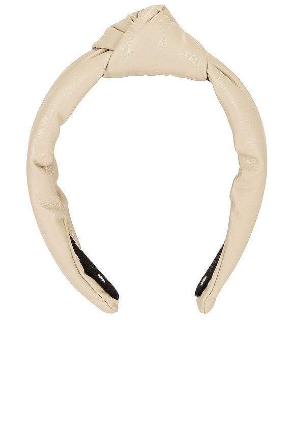 view 2 of 3 Faux Leather Knotted Headband in Bisque