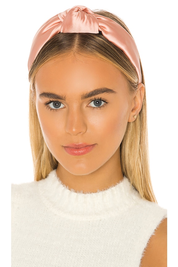 view 1 of 3 Silk Knotted Headband in Peach