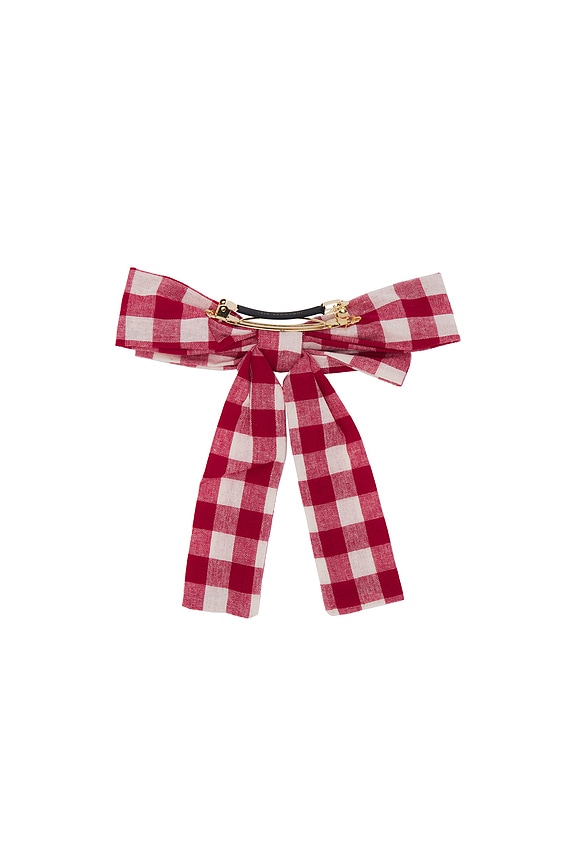 view 2 of 2 Gingham Antoinette Bow Barrette in Ladybug Red
