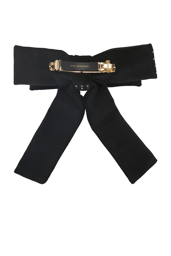 view 2 of 2 Crystal Pinstripe Antoinette Bow Barrette in Jet Crystal