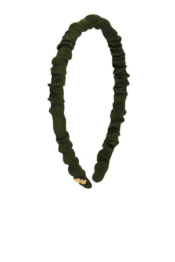 view 2 of 3 Jessie Silk Headband in Pine Green