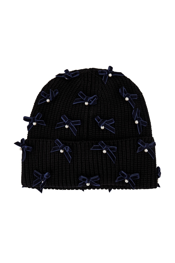 view 2 of 2 Bow Embellished Beanie in Jet