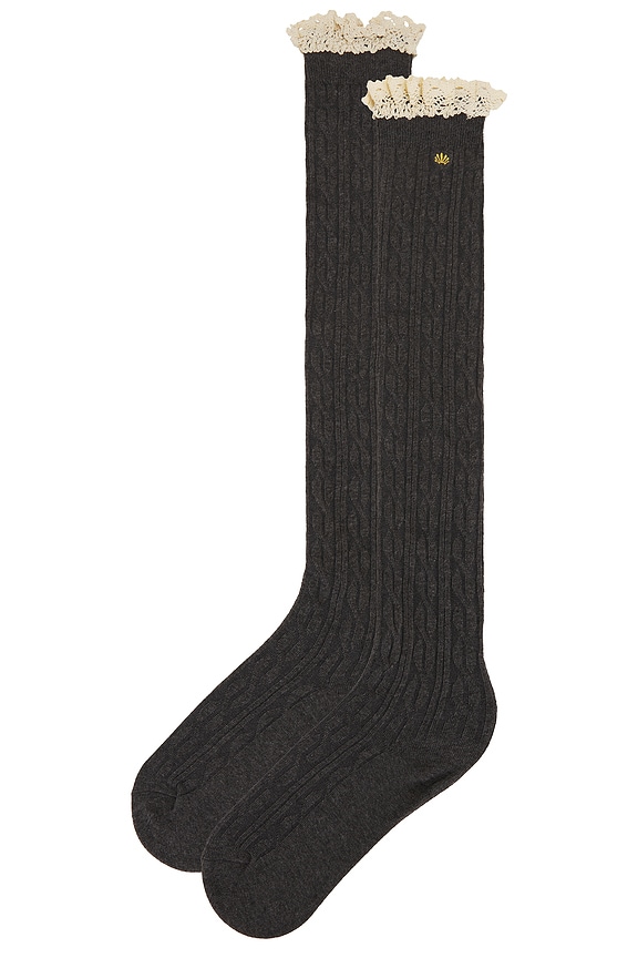 view 2 of 2 Victoria Knee High Sock in Charcoal