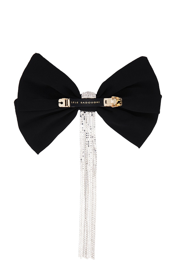 view 2 of 2 Kristina Crystal Bow Barrette in Jet Crystal