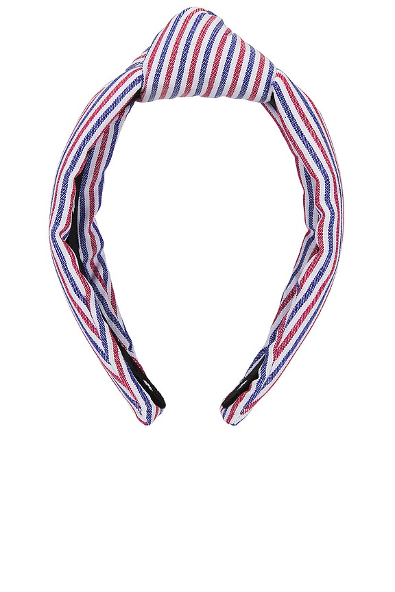 view 2 of 3 Knotted Striped Cotton Headband in Patriotic Stripe
