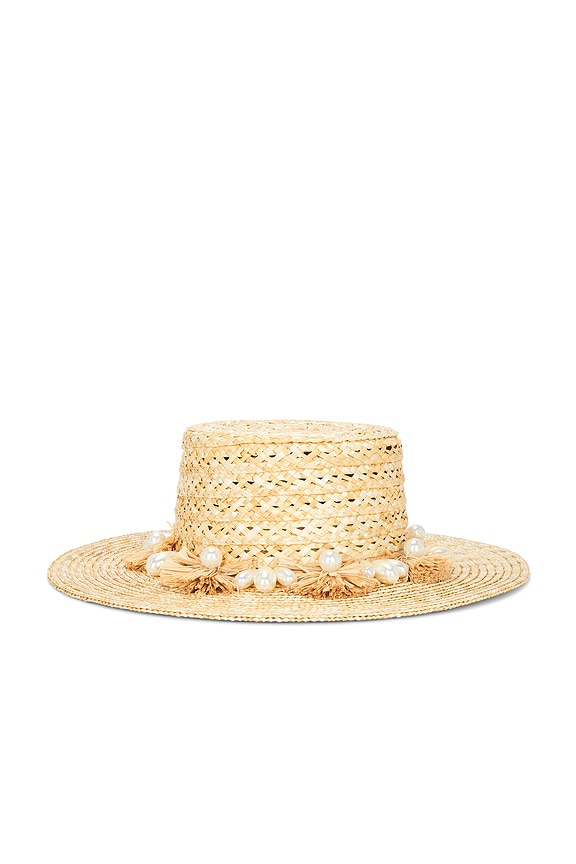 view 2 of 4 Pearl Poms Straw Hat in Natural