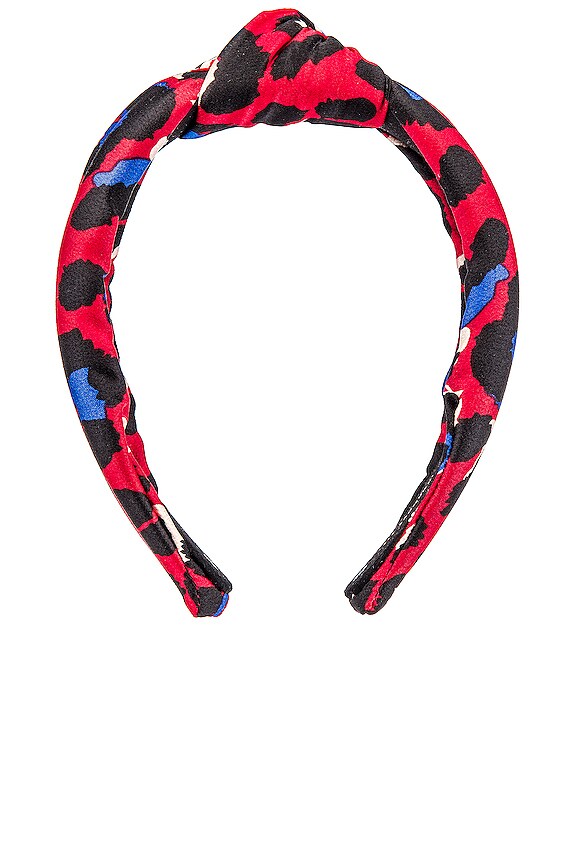 view 2 of 3 Silk Knotted Headband in Red Leopard