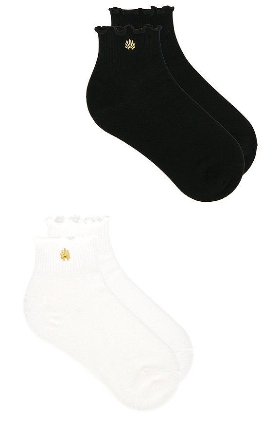 view 2 of 3 Set Of 2 Ruffle Hem Socks in Black & White