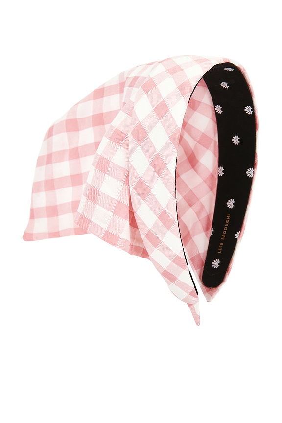 view 2 of 2 Jackie Vintage Check Handkerchief Headband in Bubblegum