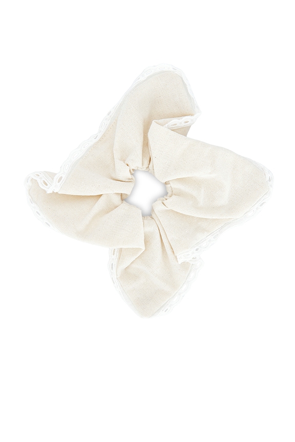 view 2 of 2 BANDA PARA EL CABELLO EYELET TRIM LINEN SQUARE in Ivory