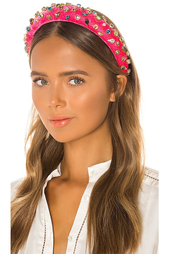 view 1 of 3 Padded Candy Jeweled Headband in Hot Pink