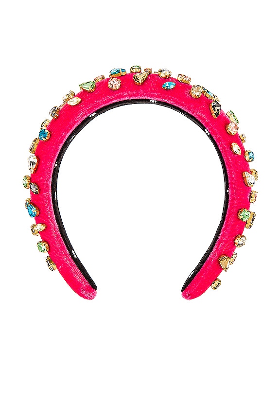 view 2 of 3 Padded Candy Jeweled Headband in Hot Pink