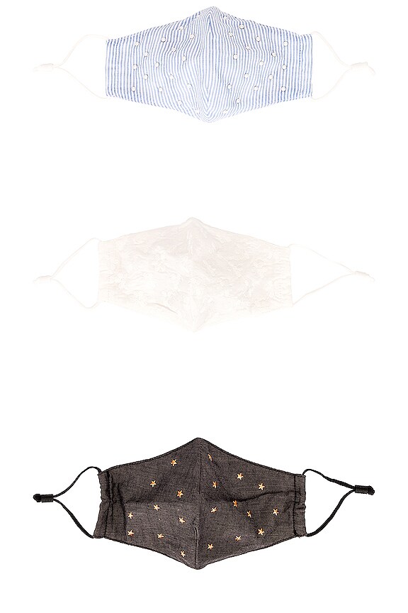 view 2 of 3 Set of 3 Face Masks in Cloud