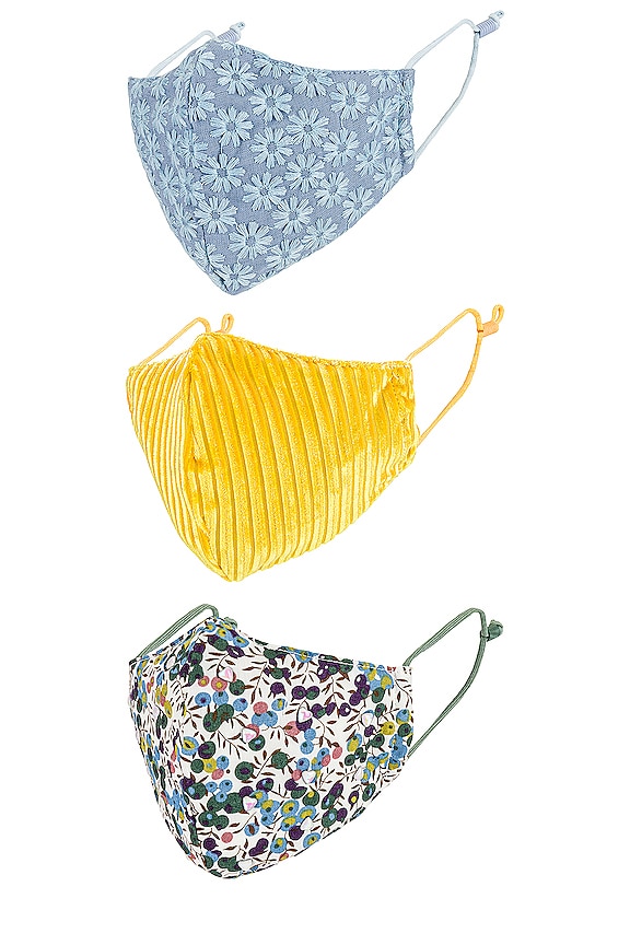 view 1 of 3 Set Of 3 Face Masks in Golden Flower