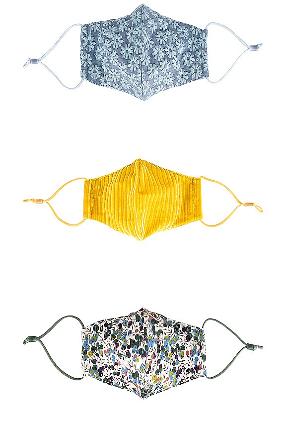 view 2 of 3 Set Of 3 Face Masks in Golden Flower