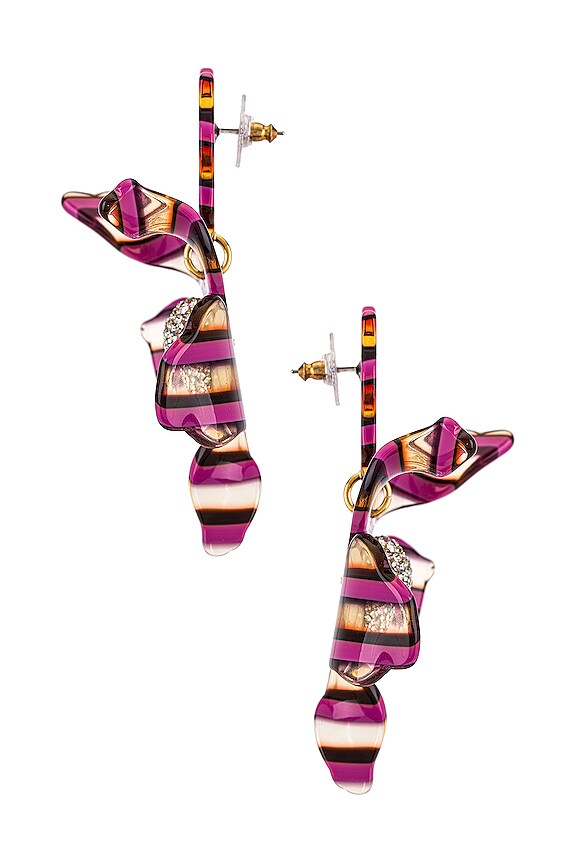 view 2 of 3 Crystal Lily Earrings in Magenta Stripe