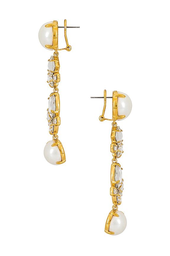 view 2 of 2 PENDIENTES DE LÁGRIMA PEARL AND CRYSTAL CLUSTER LINEAR in Crystal