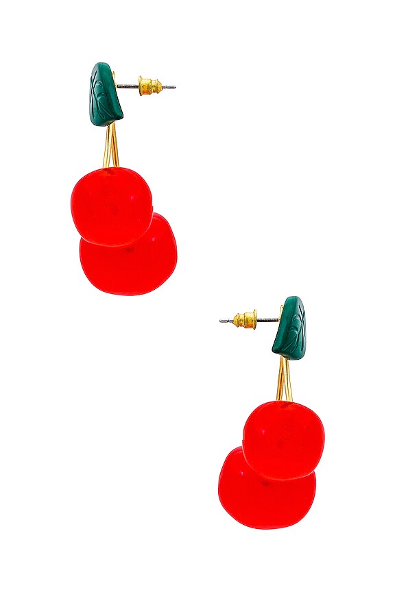 view 2 of 2 Cherry Earrings in Red