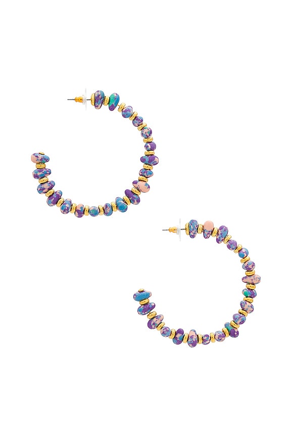 view 2 of 3 Candy Beaded Large Hoops in Lavender Confetti