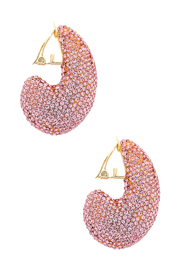view 2 of 3 Pave Dome Hoop Clip On Earrings in Shell Pink