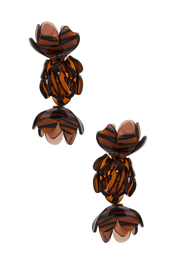 view 2 of 2 Rose Petal Triple Drop Clip-on Earrings in Tigers Eye