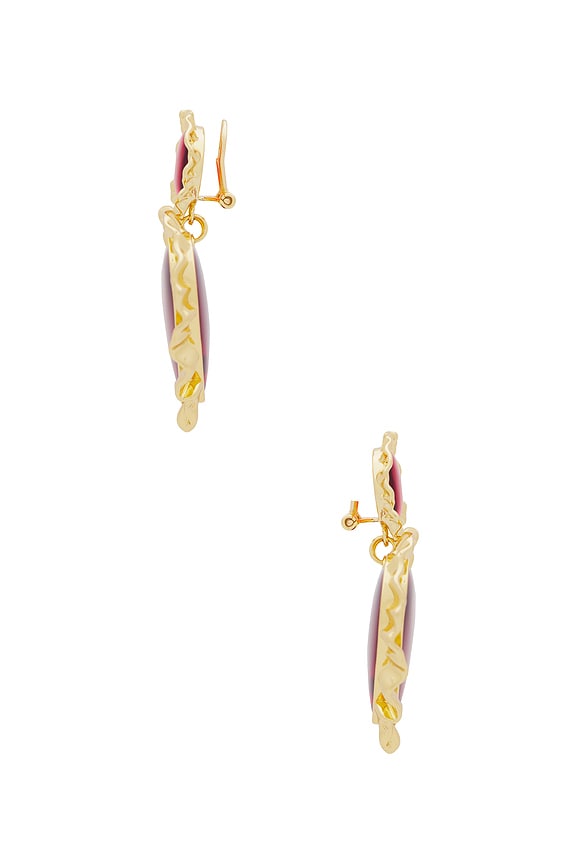 view 2 of 2 Heart Ruffle Drop Earrings in Valentines Red